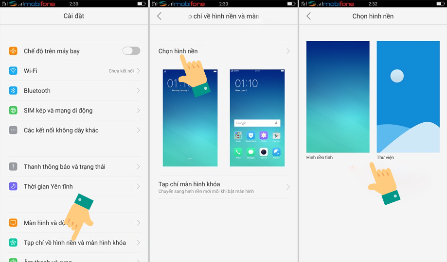 Các bước cài đặt hình nền cho điện thoại Oppo