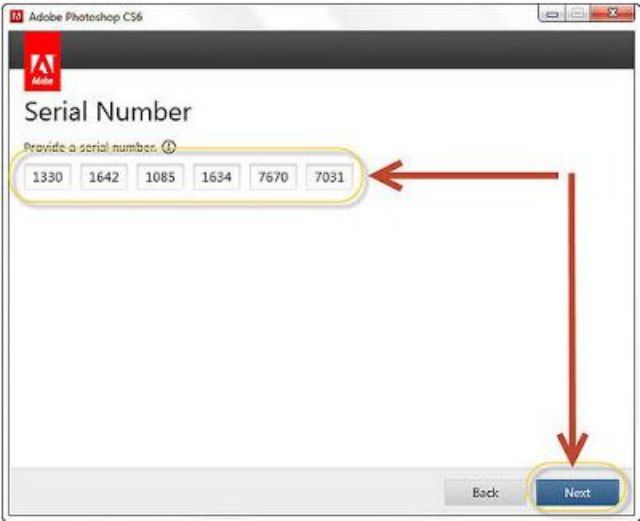 Điền key để cài đặt Adobe Photoshop CS6