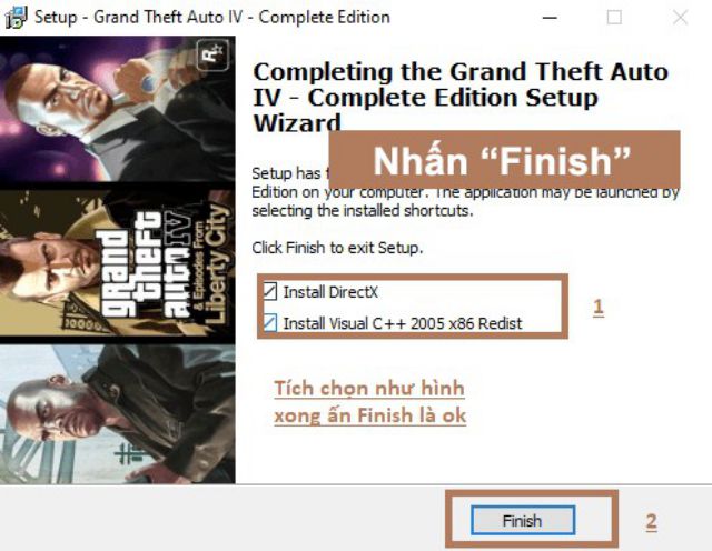 Nhấn Finish để cài đặt