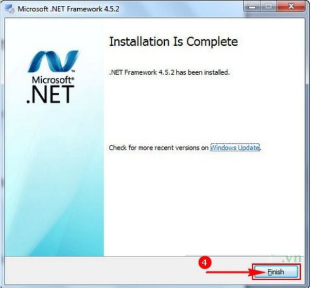 Trình hoàn tất cài đặt Net Framework