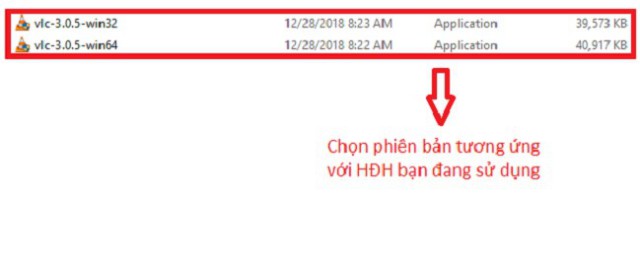 Lựa chọn phiên bản VLC 32bit