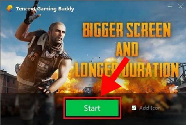 Nhấn Start để khởi động phần mềm tencent gaming buddy download