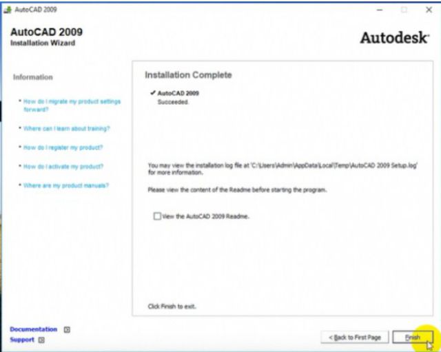 Cài đặt Autocad 2009 thành công