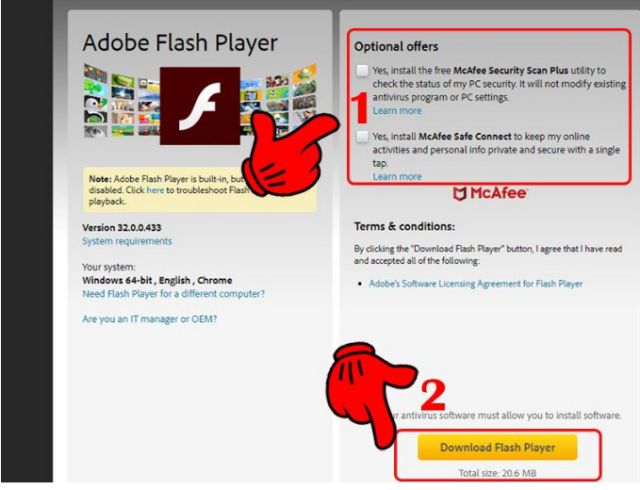 Tải xuống bộ cài đặt Adobe Flash Player 