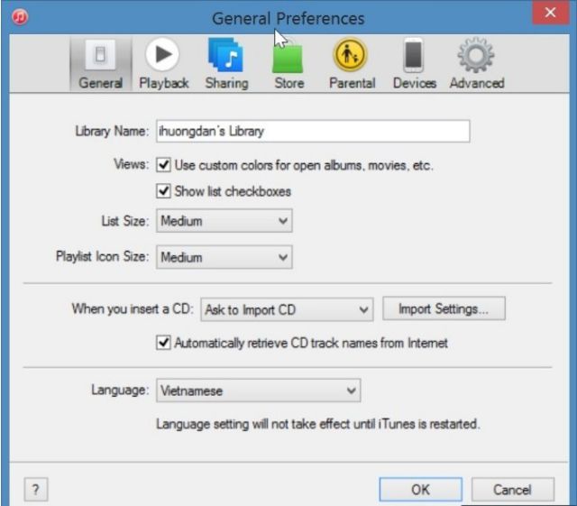 Cài đặt giao diện Tiếng Việt cho Itunes