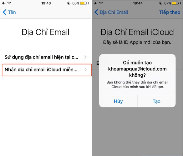 Lập tên địa chỉ email