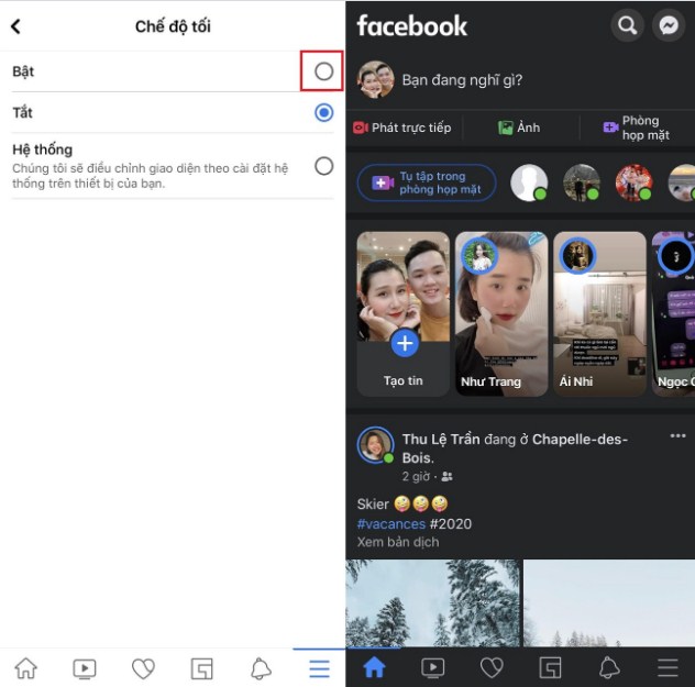 Kích hoạt chế độ tối Darkmode Facebook