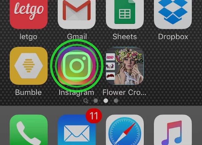 Chạm và giữ icon Instagram