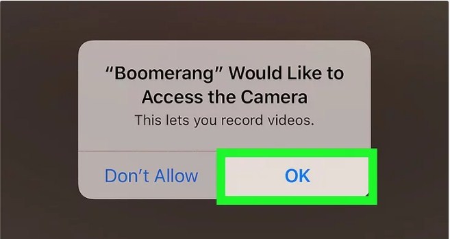 Cho phép Boomerang truy cập Camera