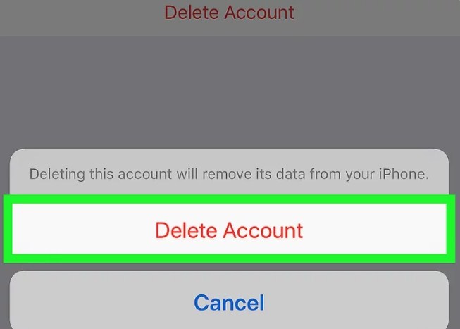 Xác nhận bằng lệnh Delete Account