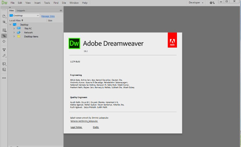 Khởi động Adobe Dreamweaver CC