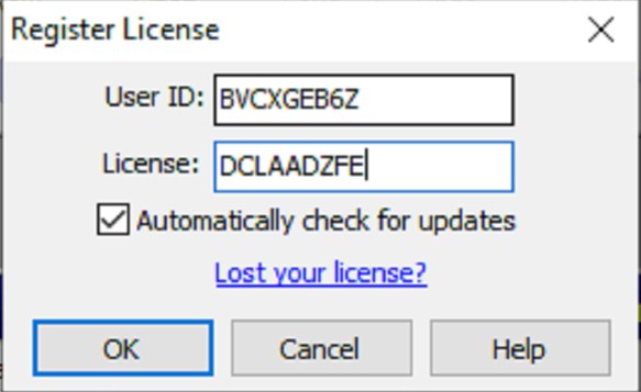 Copy ID-License và Paste vào ô tương ứng