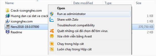 Chạy file cài đặt