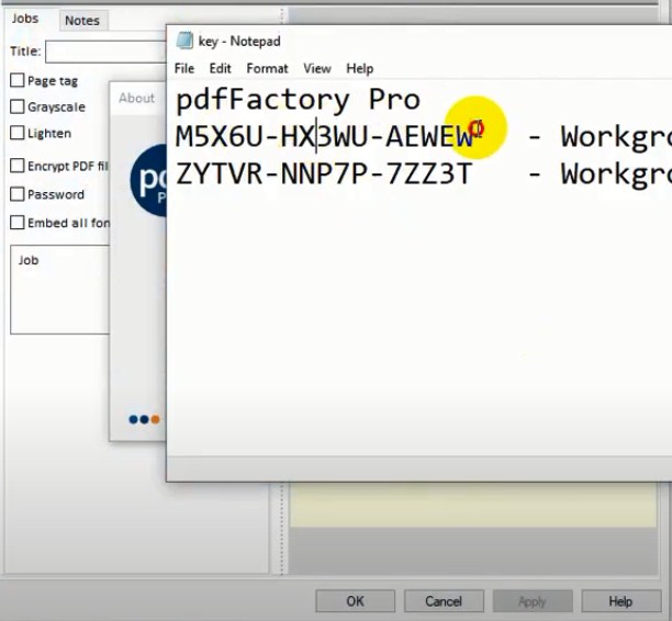Điền key pdfFactory Pro