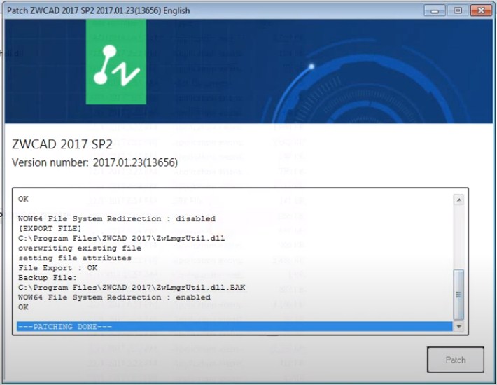 ZWCAD Architecture 2019 - Cung cấp thư viện nội dung phong phú 5 Chạy file Patch