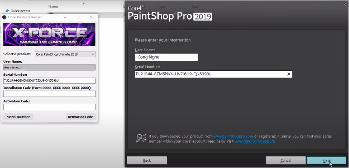 serial number for corel paintshop pro x7