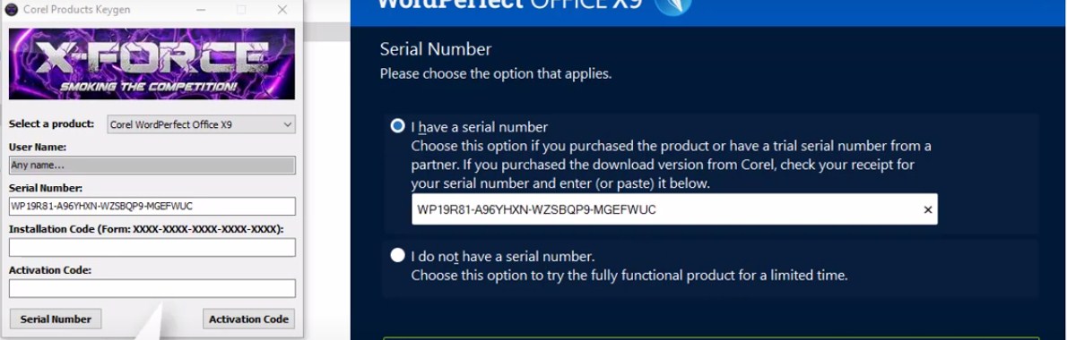 Download và cài đặt bộ công cụ Corel WordPerfect Office X9 3 Copy mục serial number
