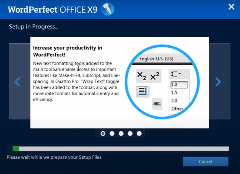 Download và cài đặt bộ công cụ Corel WordPerfect Office X9 4 Quá trình cài đặt diễn ra
