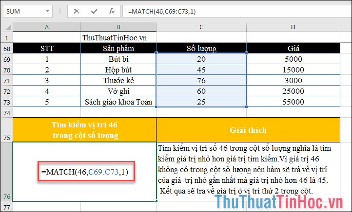 Hàm MATCH