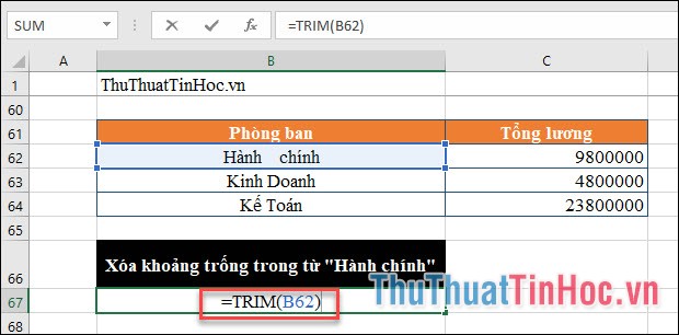 Hàm cắt các khoảng trống TRIM