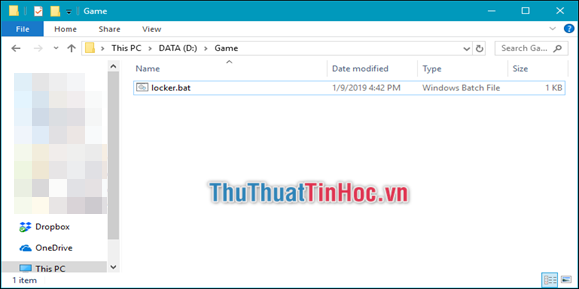 Thư mục Private biến mất, chỉ còn lại duy nhất file locker.bat