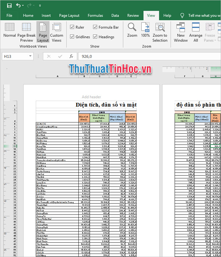 Kiểu hiển thị Page Layout