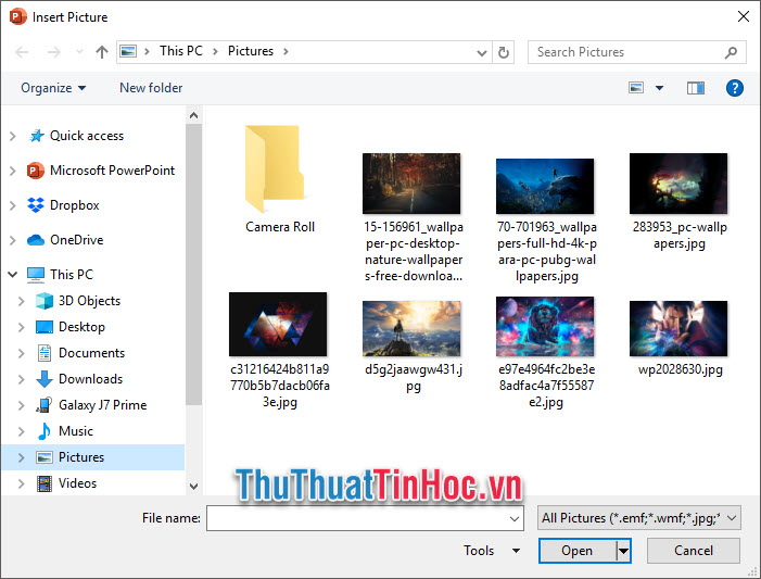 Bạn có thể lựa chọn những bức ảnh có trong máy tính của mình để làm hình nền background cho slide