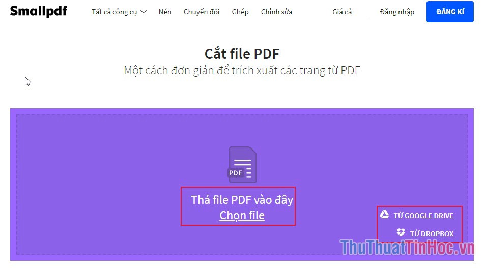 Chọn đầu vào cho file PDF của mình