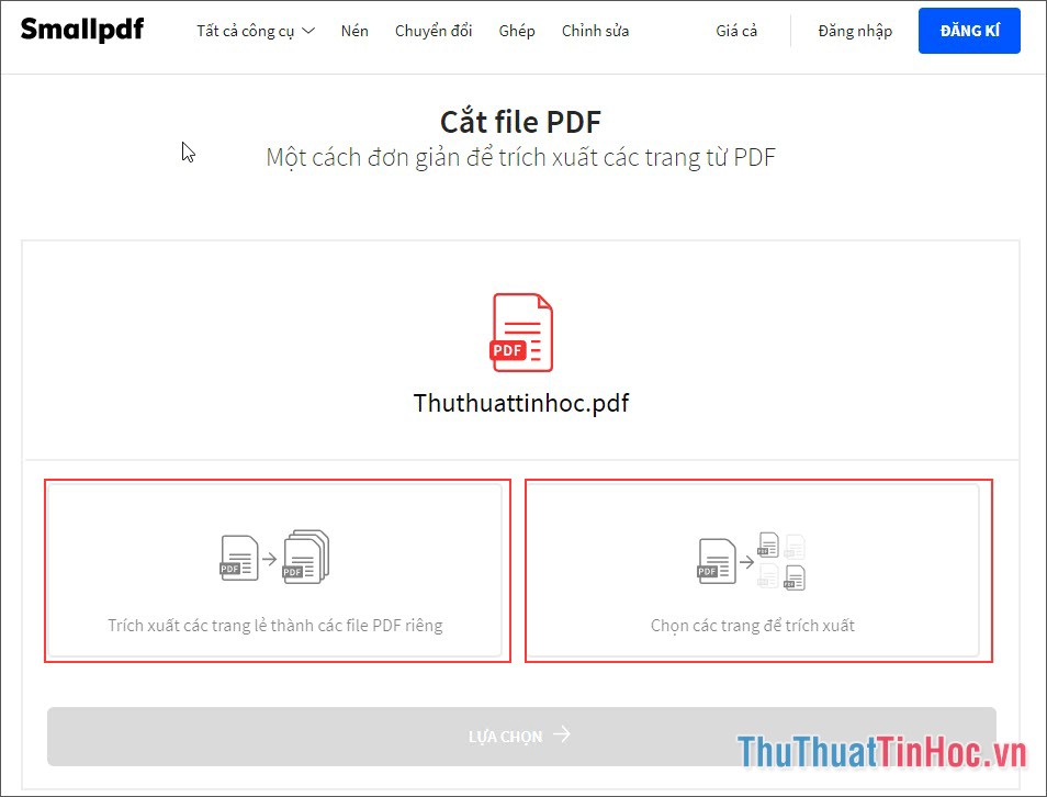 Lựa chọn cách cắt file PDF