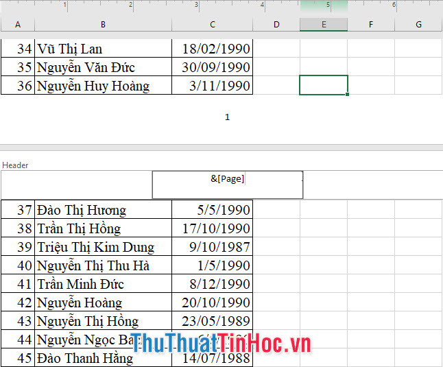 Tại vị trí con trỏ sẽ xuất hiện &[Page]