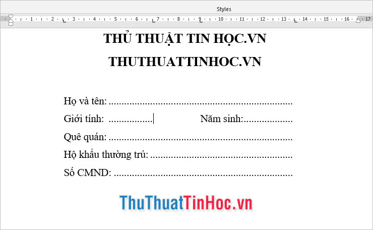 Cách tạo Tab với nhiều dấu chấm