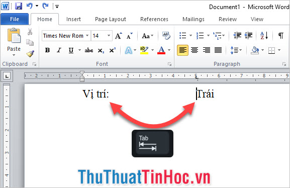 Ấn Tab trên bàn phím để đẩy con trỏ