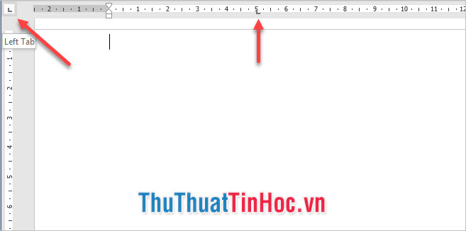 Click vào dấu Tab ở góc trái giao diện Word