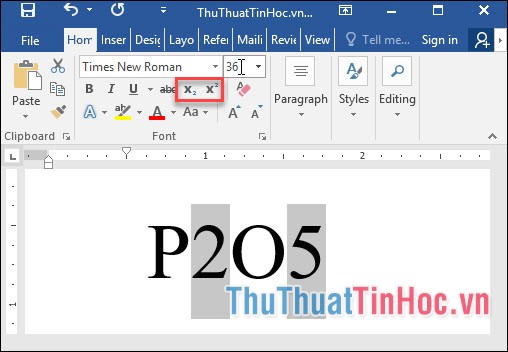 Sử dụng biểu tượng Subcript, Superscript