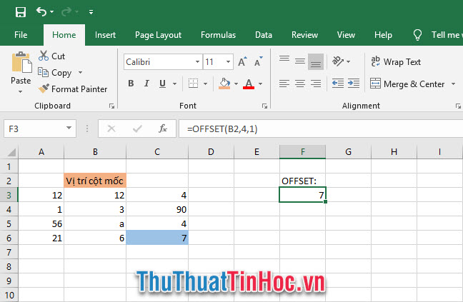 Cách dùng của hàm OFFSET