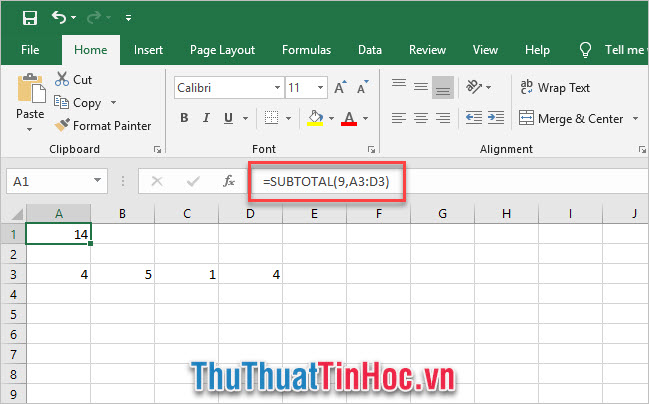Cách dùng của hàm SUBTOTAL