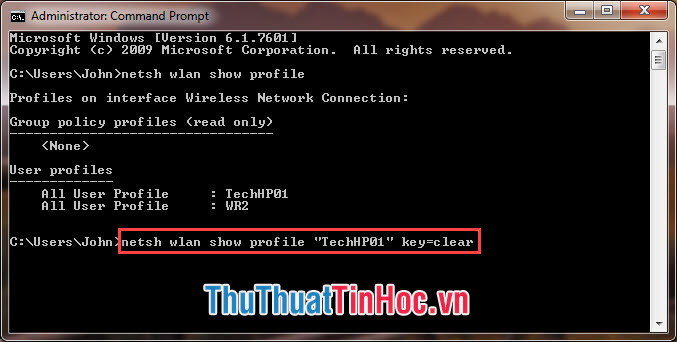 Chạy lệnh netsh wlan show
