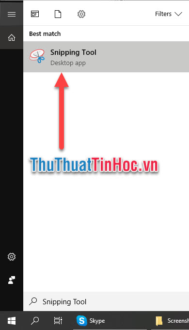 Search từ khóa Snipping Tool