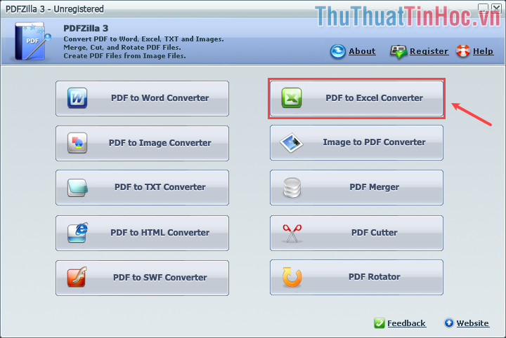 Click vào PDF to Excel Converter