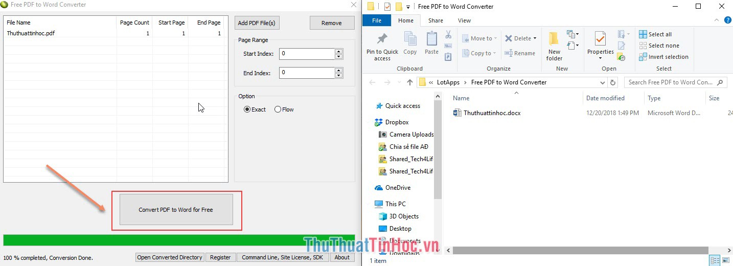 Chọn Converter PDF to Word để phần mềm chuyển đổi