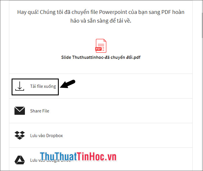 Click vào Tải file xuống để tải về máy tính