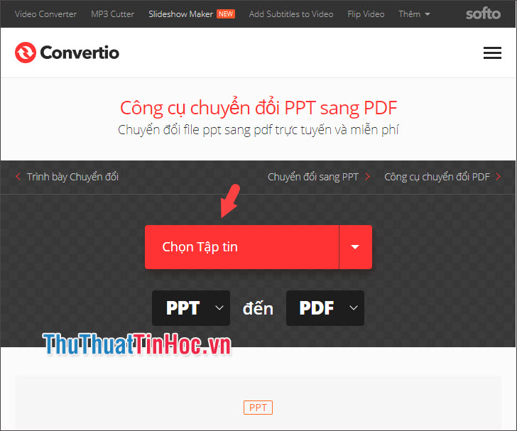 Truy cập Convertio