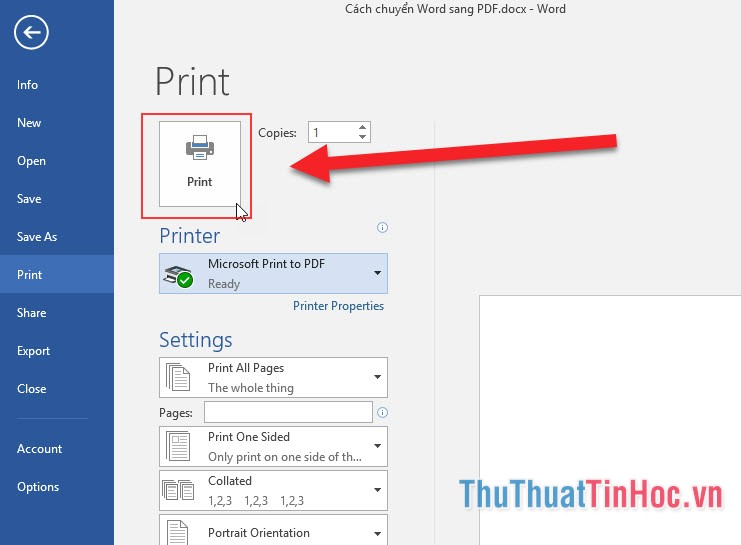 Nhấn vào nút Print để tiến hành chuyển đổi file