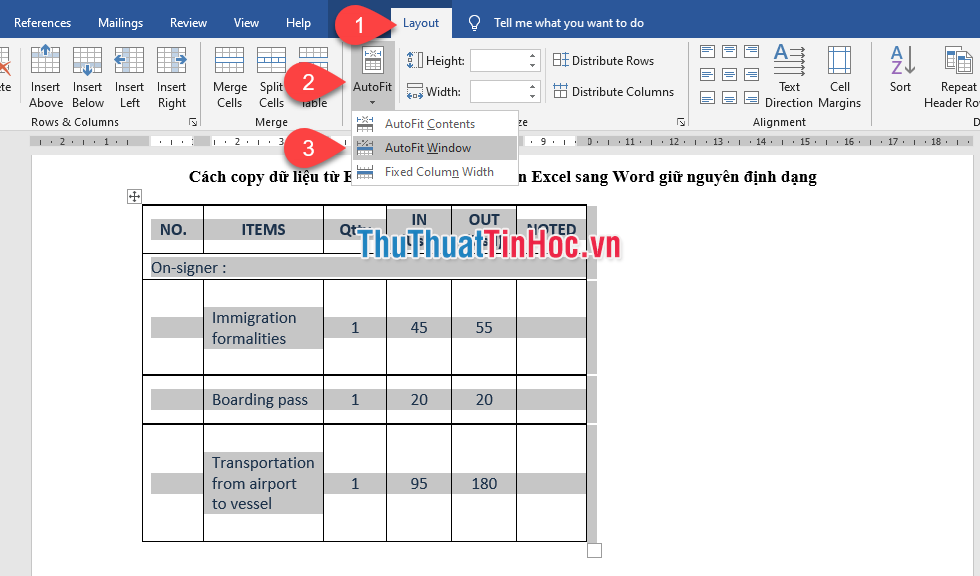 Chọn AutoFit Window