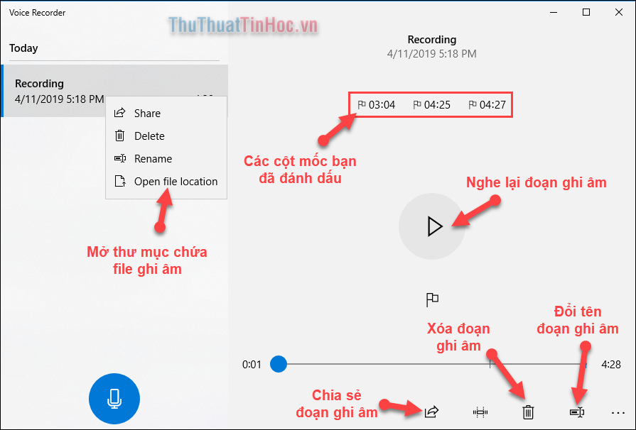 Tùy chọn bản ghi âm