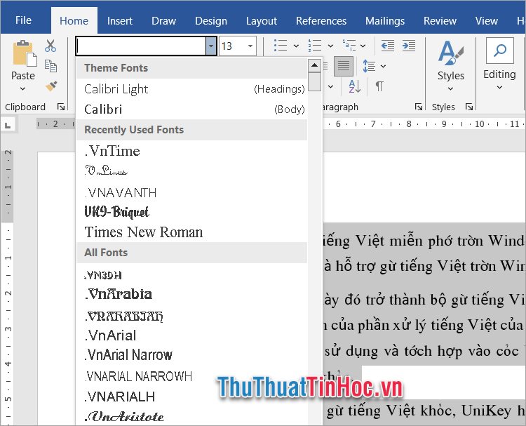 Chuyển đổi font chữ