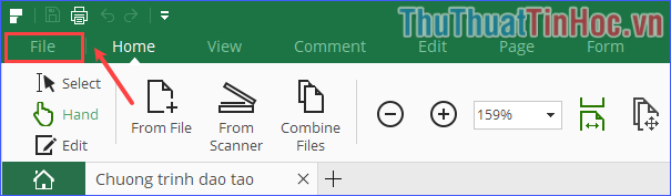 Chuyển sang tab File