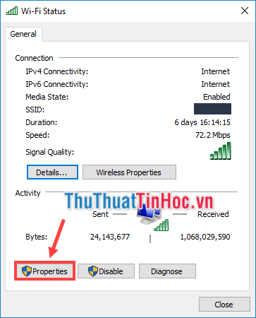 Chọn Properties