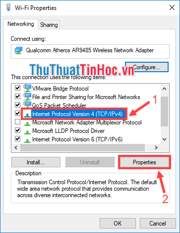 Chọn Internet Protocol Version 4