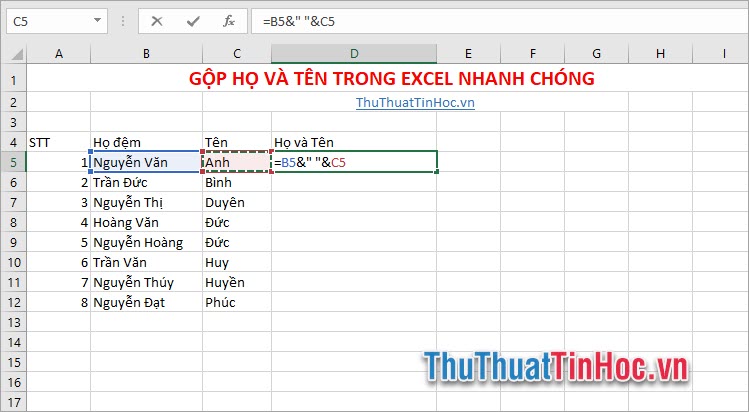 Sử dụng toán tử “&”